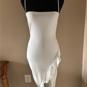 Windsor White Asymmetric Ruffle Dress
